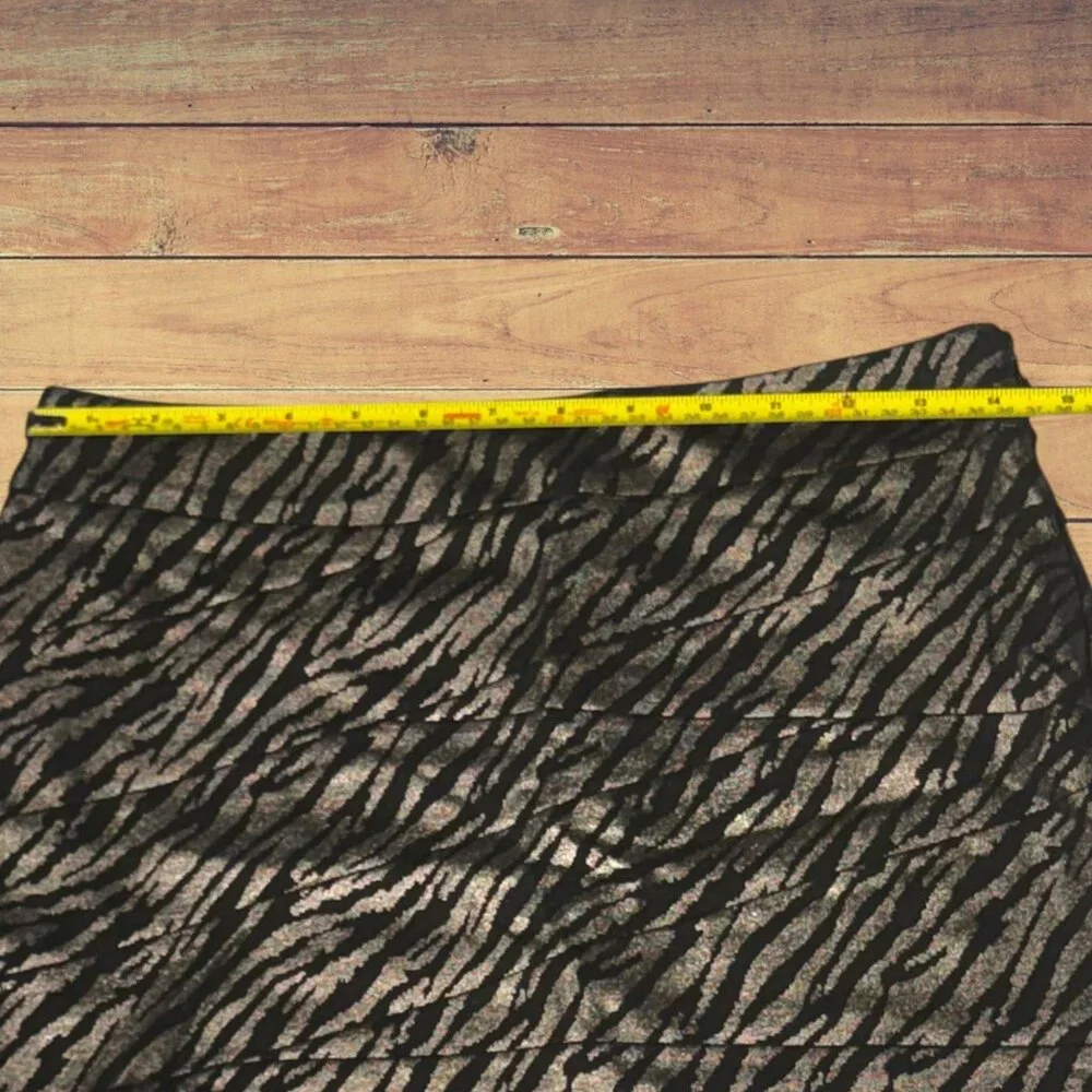 Express Metallic Zebra Print Black & Gold Mini Skirt Size 2